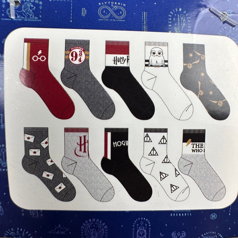 Harry Potter 10 Pair Shortie Crew Socks Youth 4-10 Multicolor Pack - Picture 2 of 8